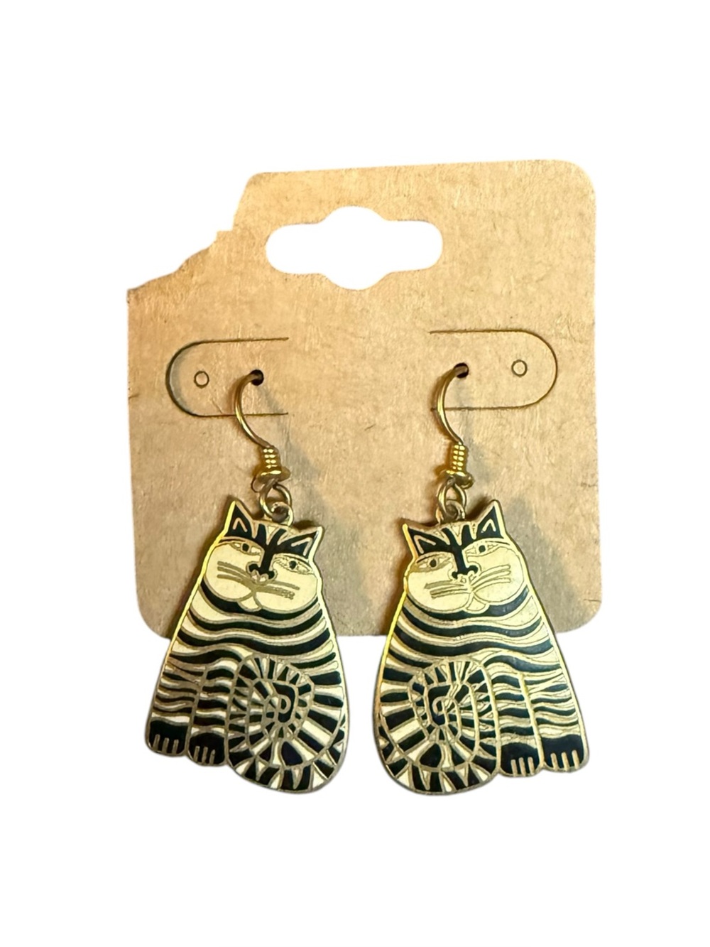 Vintage Laurel Burch Signed Shambala Cat Earrings